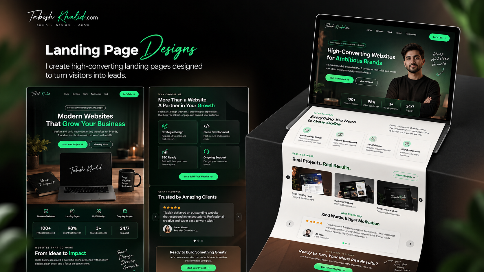 TabishKhalid.com landing page showcase