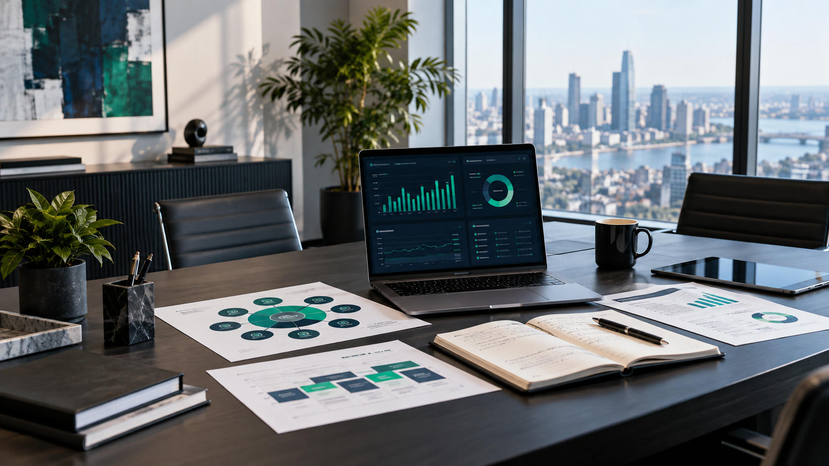 Illustrative marketing planning workspace with city context